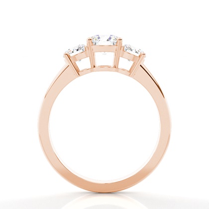 Runder Dimaond-Verlobungsring mit drei Steinen in Krappenfassung