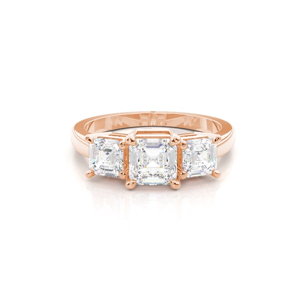 Krappenfassung Asscher Drei-Stein-Dimaond-Verlobungsring