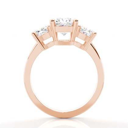 Krappenfassung, Kissen-Drei-Stein-Dimaond-Verlobungsring