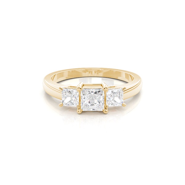 Verlobungsring mit Prinzessinnen-Dreisteinen in Krappenfassung