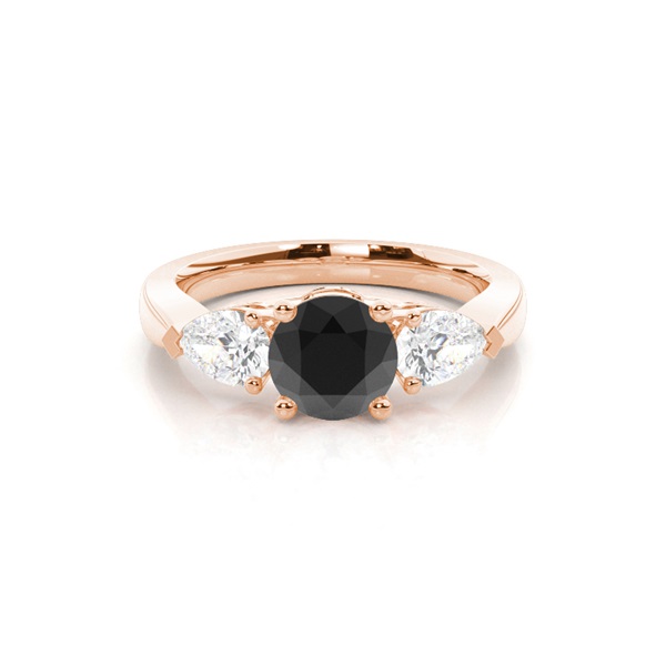 Round Black Diamond Trilogy Engagement Ring