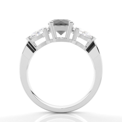 Round Black Diamond Trilogy Engagement Ring