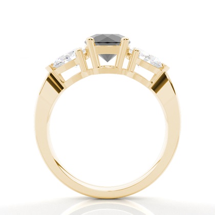 Trilogie-Verlobungsring mit rundem schwarzen Diamanten