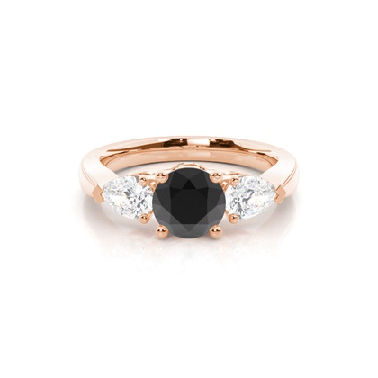 Round Black Diamond Trilogy Engagement Ring