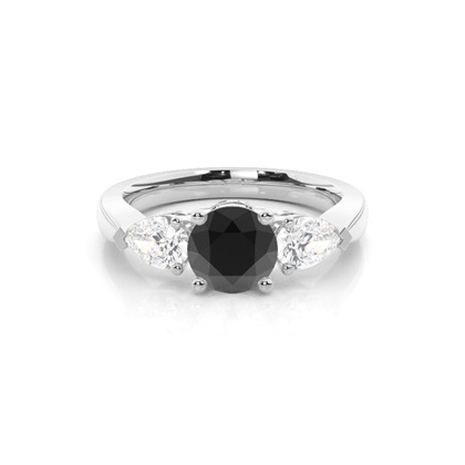 Round Black Diamond Trilogy Engagement Ring