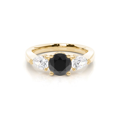 Round Black Diamond Trilogy Engagement Ring