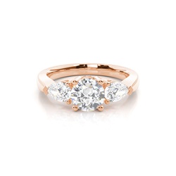 White Gold Round and Pear Trilogy Diamond Engagement Ring