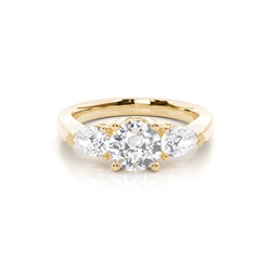 White Gold Round and Pear Trilogy Diamond Engagement Ring