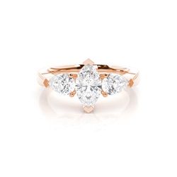 2 Prong Setting Studded Three stone Ring