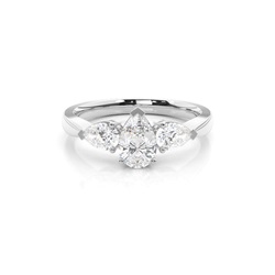 3 Prong Setting Studded Three Stone Ring