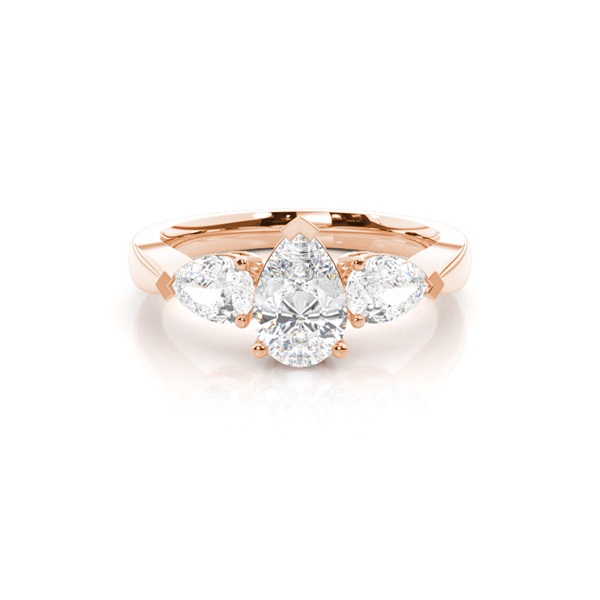 3 Prong Setting Studded Three stone Ring