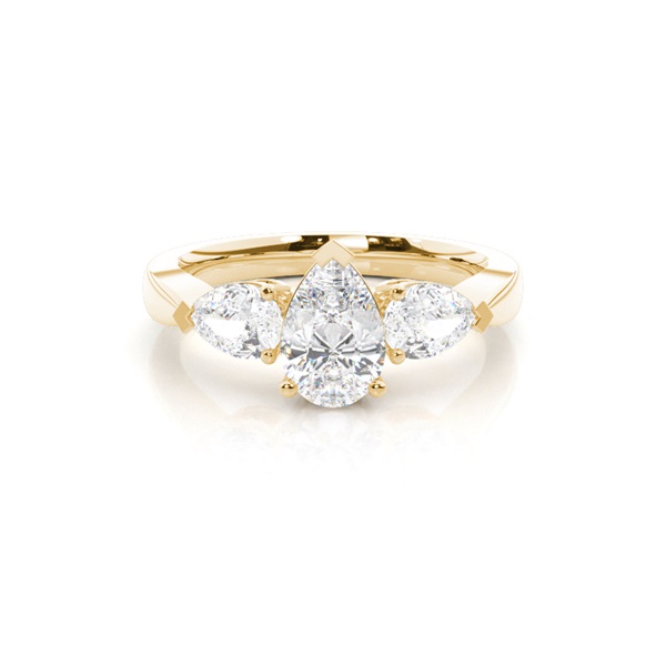 3 Prong Setting Studded Three stone Ring
