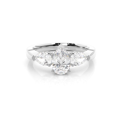 Pear 3 Stone Diamond Rings