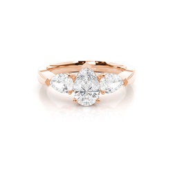 3 Prong Setting Studded Three stone Ring