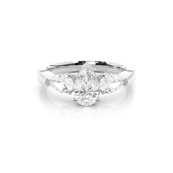 3 Prong Setting Studded Three stone Ring