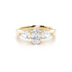 3 Prong Setting Studded Three stone Ring
