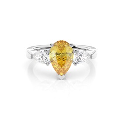 3 Prong Yellow Diamond Trilogy Engagement Ring