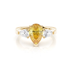 3 Prong Yellow Diamond Trilogy Engagement Ring