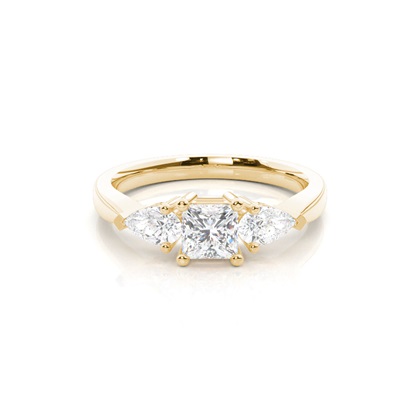 Prong Setting Princess and Pear Three Stone Diamond Ring