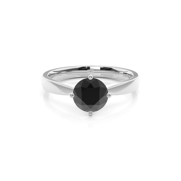 Round Black Diamond Solitaire Engagement Ring