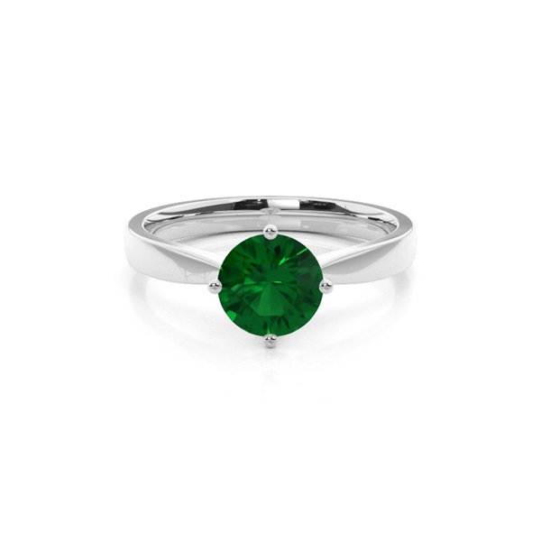 White Gold Round Emerald Engagement Ring