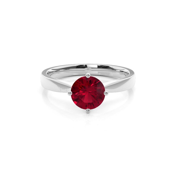 White Gold Round Ruby Engagement Ring