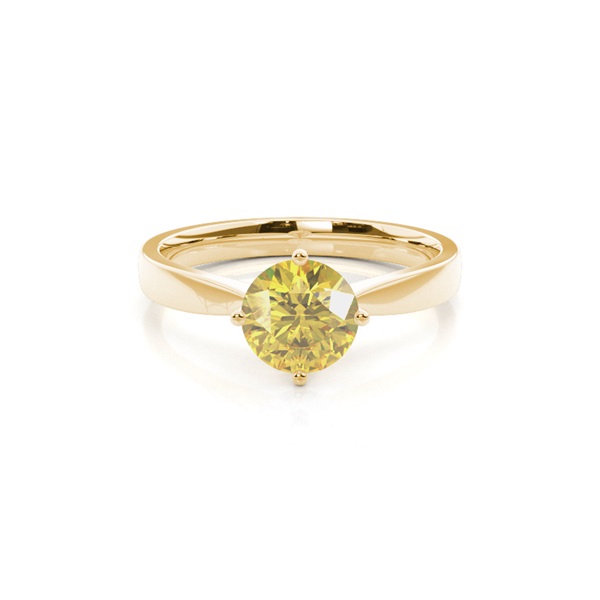 4 Prong Yellow Diamond Solitaire Engagement Ring