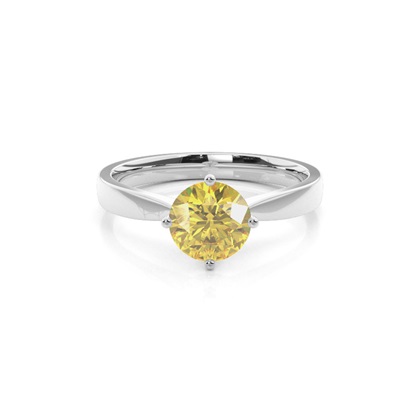 4 Prong Yellow Diamond Solitaire Engagement Ring