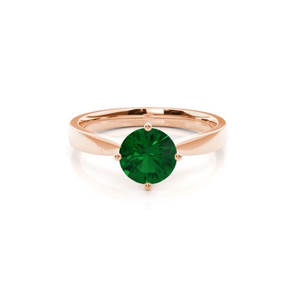 White Gold Round Emerald Engagement Ring