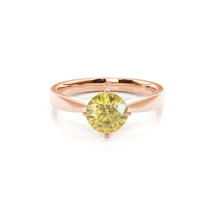 4 Prong Yellow Diamond Solitaire Engagement Ring