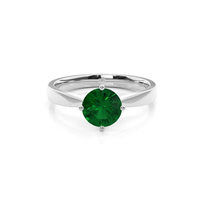 White Gold Round Emerald Engagement Ring