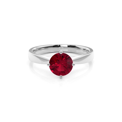 White Gold Round Ruby Engagement Ring