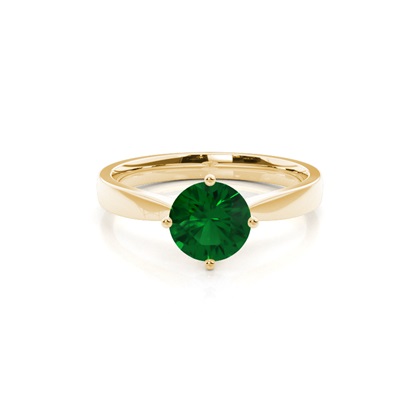 White Gold Round Emerald Engagement Ring