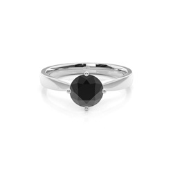 Verlobungsring mit runden schwarzen Diamanten in Solitärform