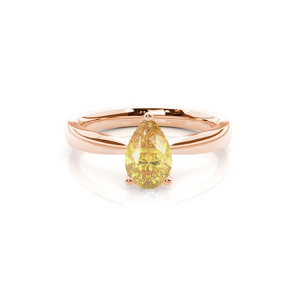 4 Prong Yellow Diamond Solitaire Engagement Ring