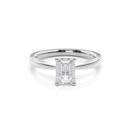 Emerald Silver Solitaire Diamond Engagement Rings