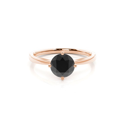 Round Black Diamond Solitaire Engagement Ring