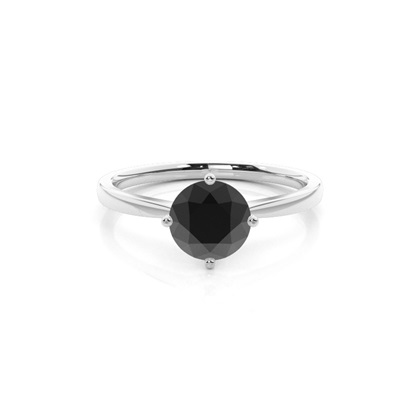 Round Black Diamond Solitaire Engagement Ring