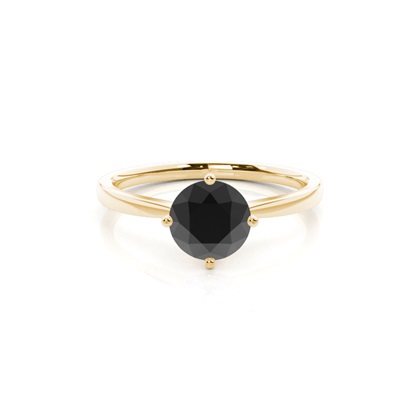 Round Black Diamond Solitaire Engagement Ring