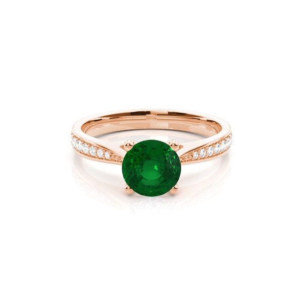 Round 4 Prong Setting Side Stone Emerald Engagement Ring