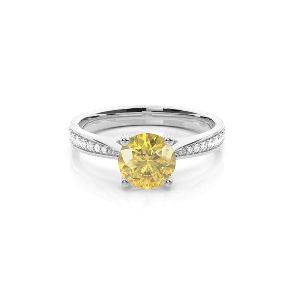 4 Prong Yellow Diamond Solitaire Engagement Ring