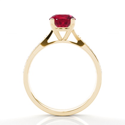 Round 4 Prong Setting Side Stone Ruby Engagement Ring