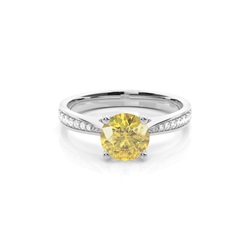 4 Prong Yellow Diamond Solitaire Engagement Ring