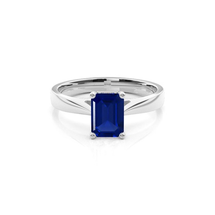 White Gold Blue Sapphire Engagement Ring