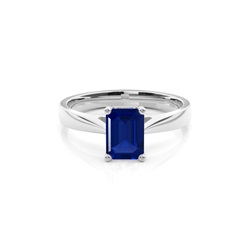 White Gold Blue Sapphire Engagement Ring