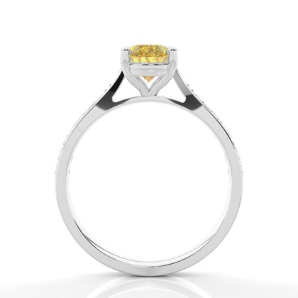 4 Prong Yellow Diamond Solitaire Engagement Ring