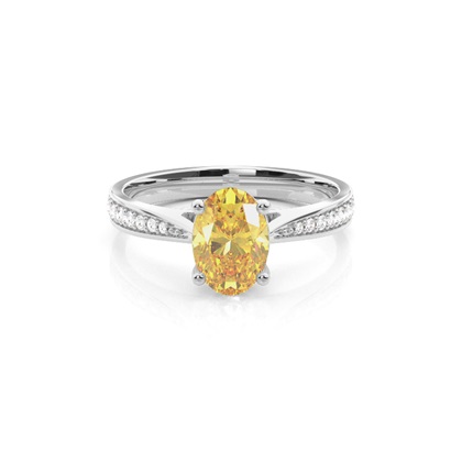 4 Prong Yellow Diamond Solitaire Engagement Ring
