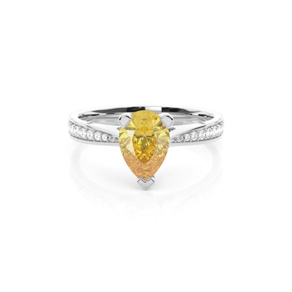 4 Prong Yellow Diamond Solitaire Engagement Ring