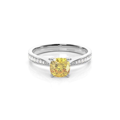 Cushion Yellow Diamond Engagement Rings