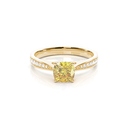 4 Prong Yellow Diamond Solitaire Engagement Ring